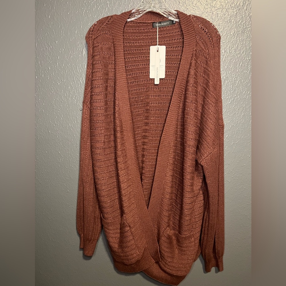 NWT Merokeety Cozy Brown Cardigan Sweater